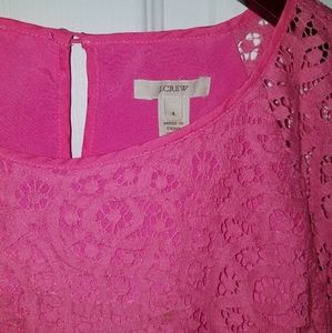Pink Lace J.Crew Cap Sleeve Top Size 4
